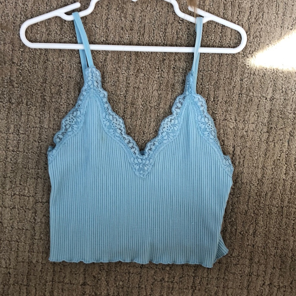 Baby blue laced tank top